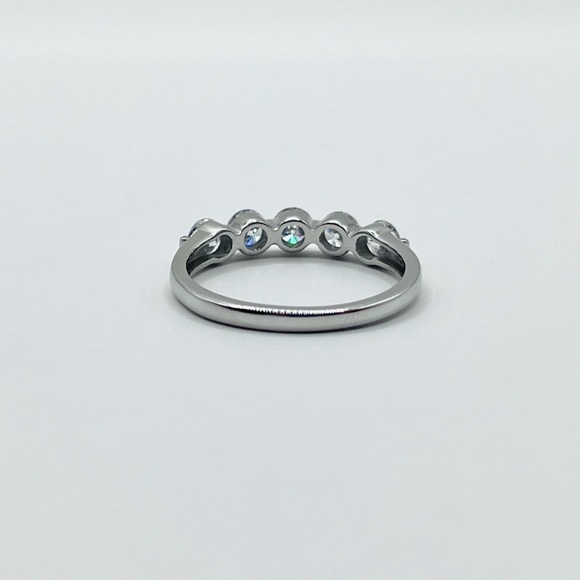 1.00 CT 950 Platinum Brilliant Round Five Stones VS2 Lab Diamond Ring Band - Picture 7 of 8